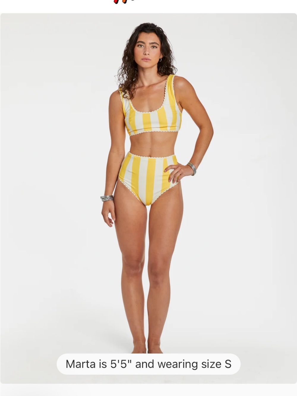 NWOT Hammies Women's Yellow & White Striped Reversible High-Waist Bikini